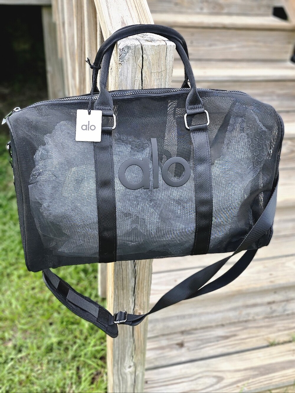 ALO Yoga Black Mesh Weekender